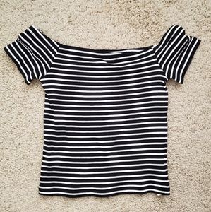 Forever 21 Off the shoulder stripped crop top